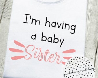 Voy a tener una camiseta de hermana pequeña, ascendida a hermano mayor, camiseta de hermana, anuncio de embarazo