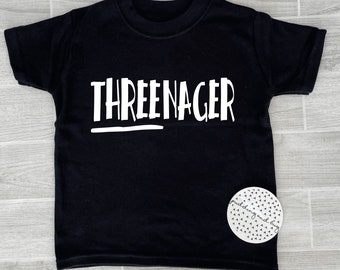 Threenager tshirt / Threenager top / 3rd birthday tshirt / third birthday outfit