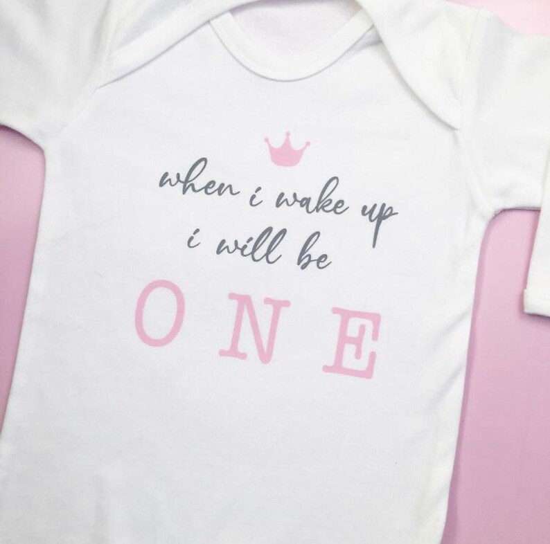 When I Wake Up I will be One Pjs Baby Girl First birthday pyjamas romper