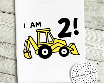 Camiseta de cumpleaños de los niños excavadores, 1o, 2o, 3o, 4o, 5o cumpleaños camiseta, primero, segundo, tercero, cuarto cumpleaños, cumpleañero, traje