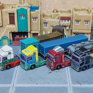 6mm Trucks and Trailers Vehicle Set  - 1:265 Wargaming Scale Model Cars Battletech Titanicus Micro Armor