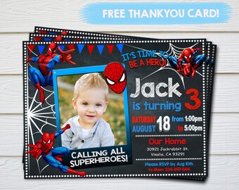 spiderman invitation etsy