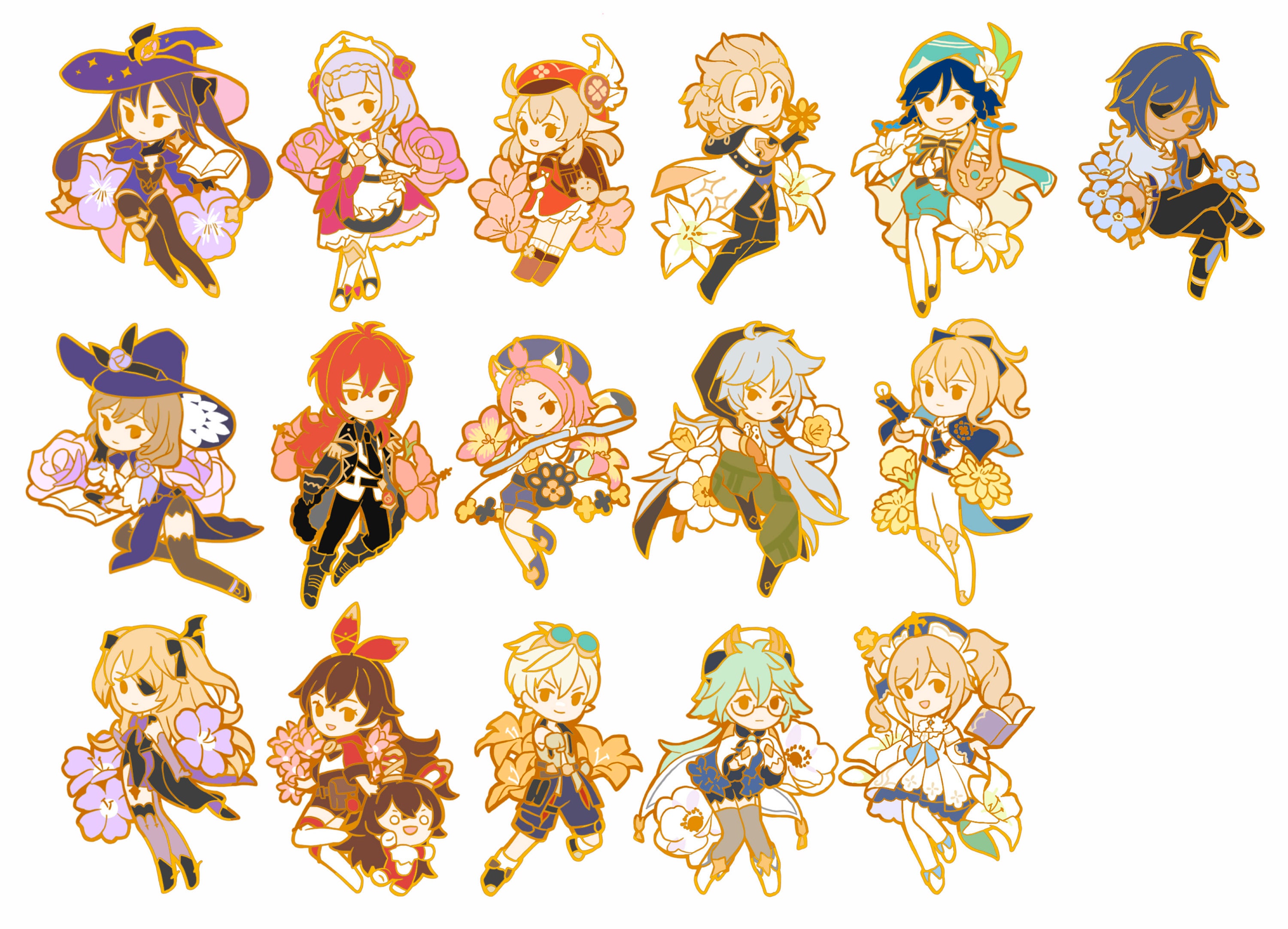 UK ONLY Floral Genshin Impact Enamel Pin Collection Etsy