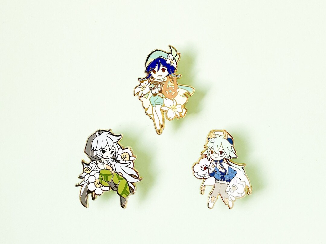 Venti Razor Sucrose Floral Genshin Impact Enamel Pin - Etsy