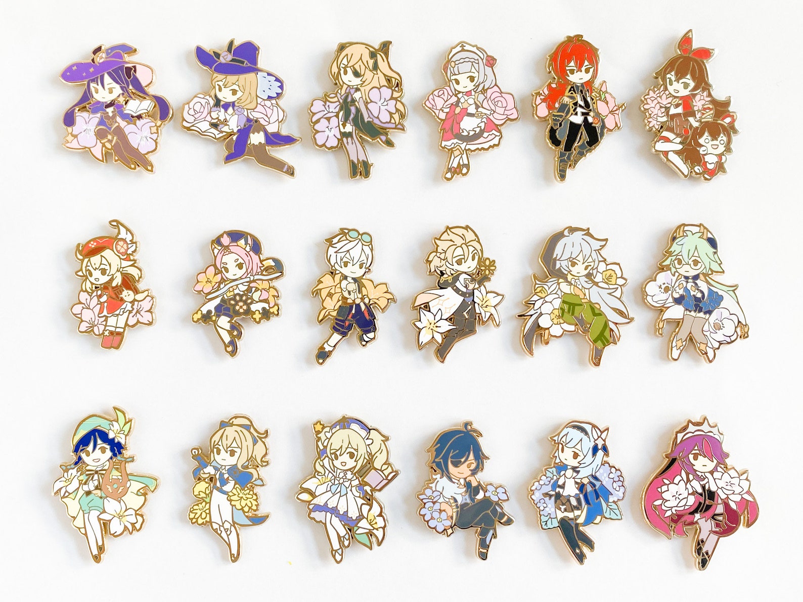 Venti Razor Sucrose Floral Genshin Impact Enamel Pin - Etsy