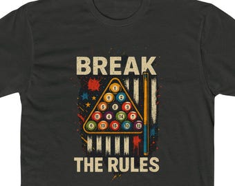 Break The Rules Billiards Pool Balls Retro Distressed USA  American Flag Patriotic