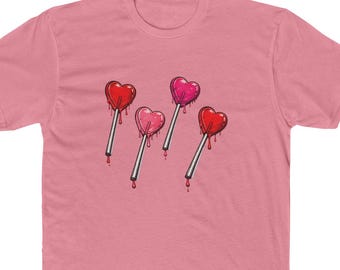 Heart Lollipop Illustration Tee | Valentine's Candy Graphic Shirt