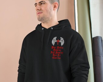 Knights Templar Hoodie: Moral Code, Holy Cross Wings, Crusader Champion Hooded Sweatshirt | Two Sided Print | Front & Back