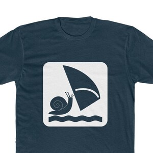 Windsurfing Snail Gastropod Surfing Premium Cotton Crew Tee