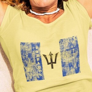 Barbados Flag Bajan Heritage Distressed Trident Softstyle T-Shirt
