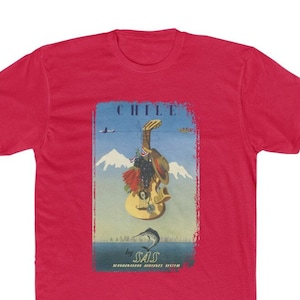 Visit Chile Distressed Travel Poster Vintage Ad Premium Cotton Crew Tee