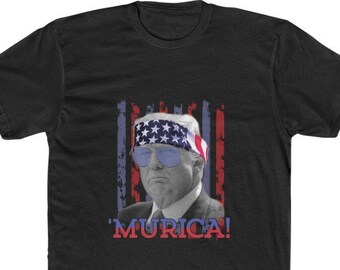 President Donald Trump Murica Vintage USA Flag POTUS Premium Cotton Crew Tee