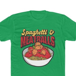 Spaghetti & Meatballs Pasta Dish Italian Food Premium Cotton Crew Tee