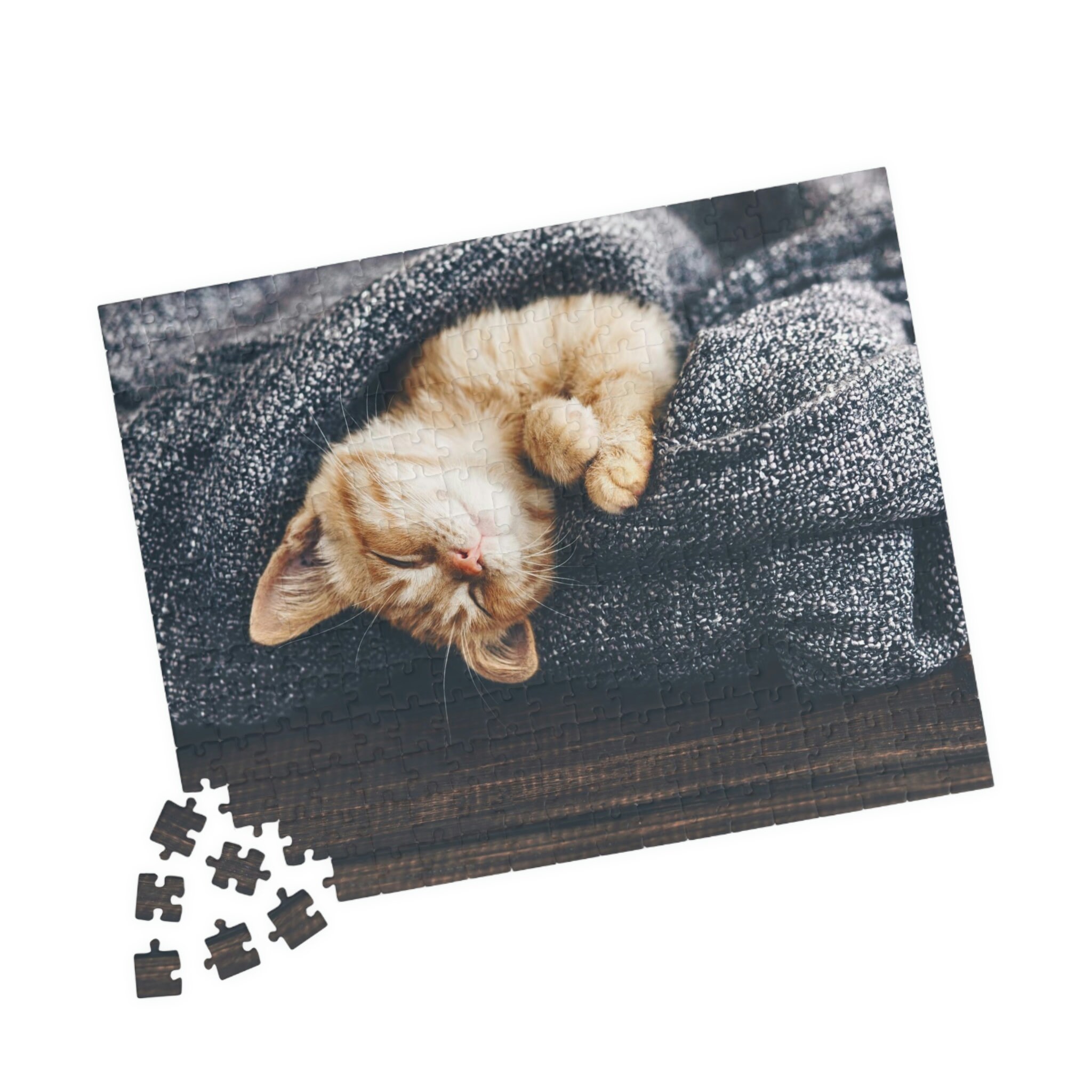 Ginger Kitten Puzzle: Sleeping Cat on Blanket (110-1014 Piece) - Etsy