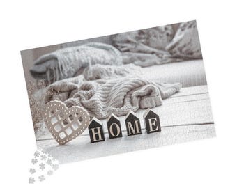 HOME Cozy Coffee Table Heart | Blanket Couch Jigsaw Puzzle
