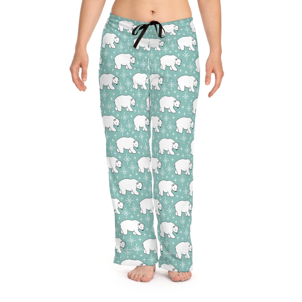 Polar Bears Snowflakes Winter Holiday Women s Pajama Pants Etsy Canada