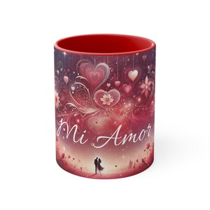 Mi Amor Eternal Embrace Romantic Sweetheart Love Heart Accent Coffee Mug, 11oz