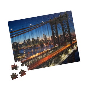 New York City Sunset Over Manhattan Brooklyn Bridge Jigsaw Puzzle (110 ...