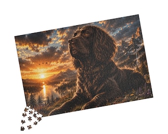 Boykin Spaniel Mountain Sunset Adventure Dog Jigsaw Puzzle