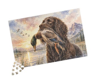 Boykin Spaniel Duck Hunting Watercolor Retriever Jigsaw Puzzle