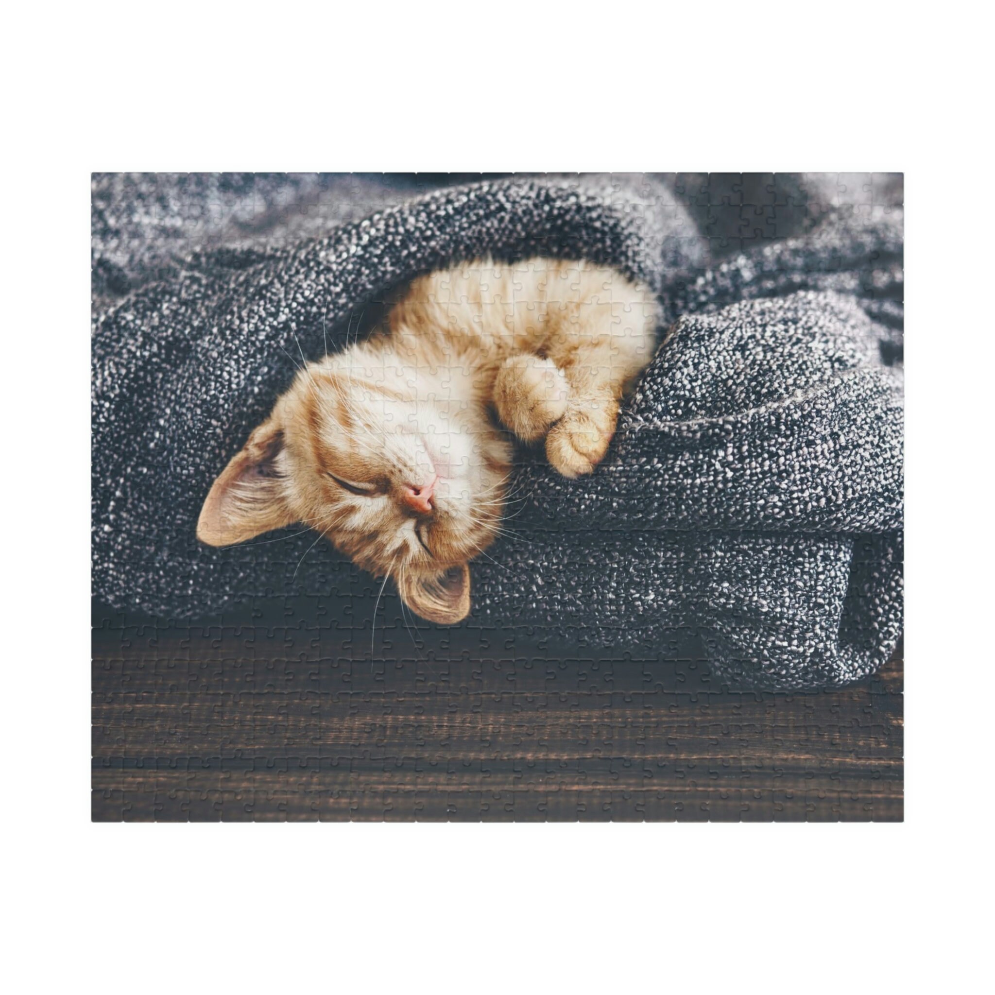 Ginger Kitten Puzzle: Sleeping Cat on Blanket (110-1014 Piece) - Etsy