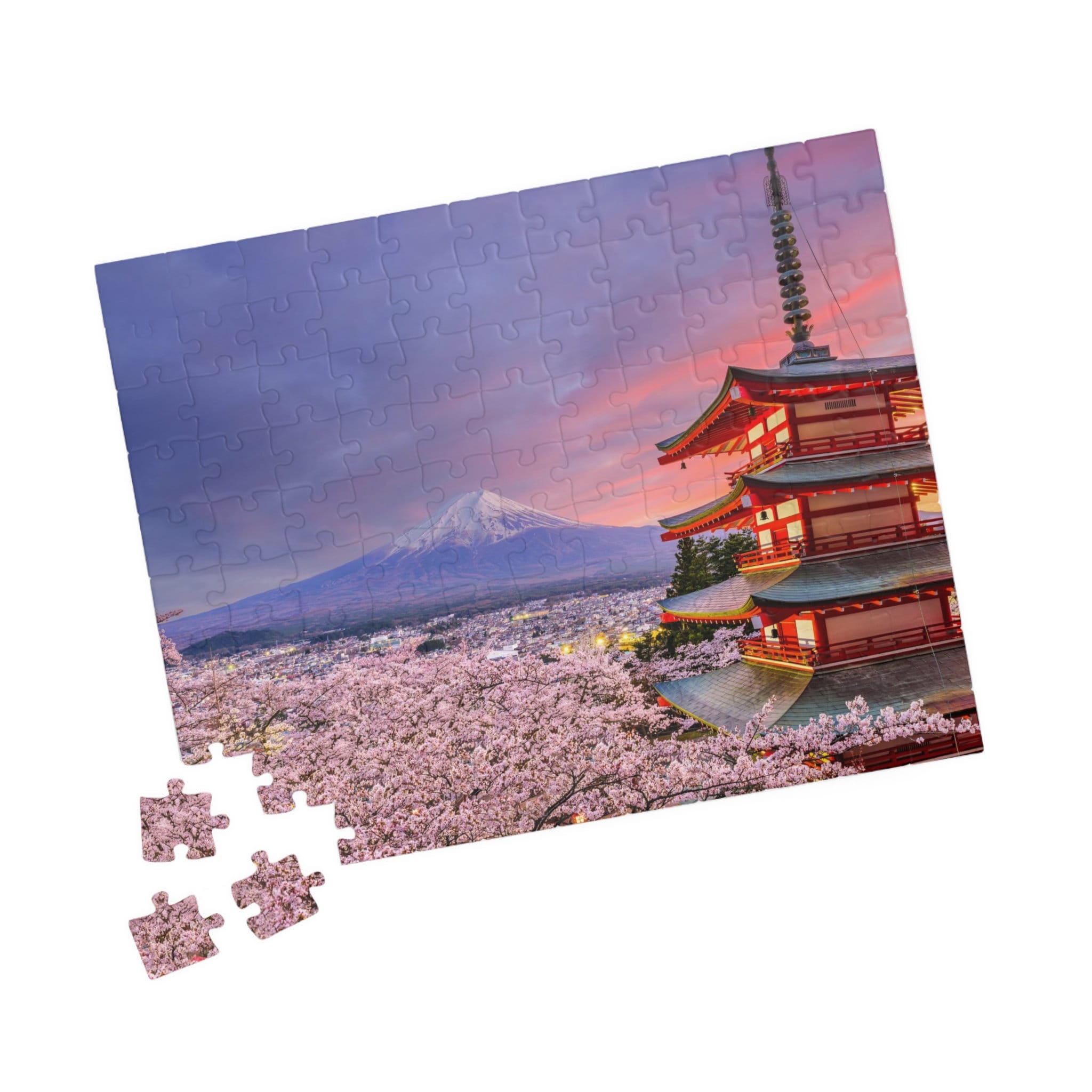 Puzzle Monte Fuji 1000 Piezas – Papel Reciclado, Tamaño 38x26 Cm, Arte Floral Con Cerezos, Relajante Y Decorativo, Para Adultos