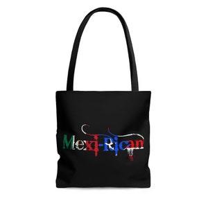Mexi-Rican: Mexico Puerto Rico Flag Mexican Illustrated Tote Bag