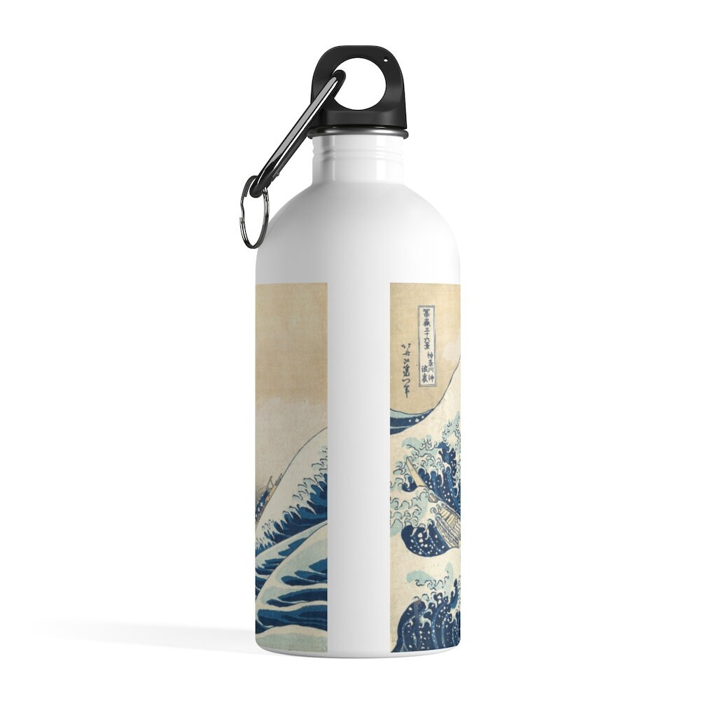 絵画 bottle Tsunami Great Wave off Kanagawa by Hokusai Art 14oz Stainless