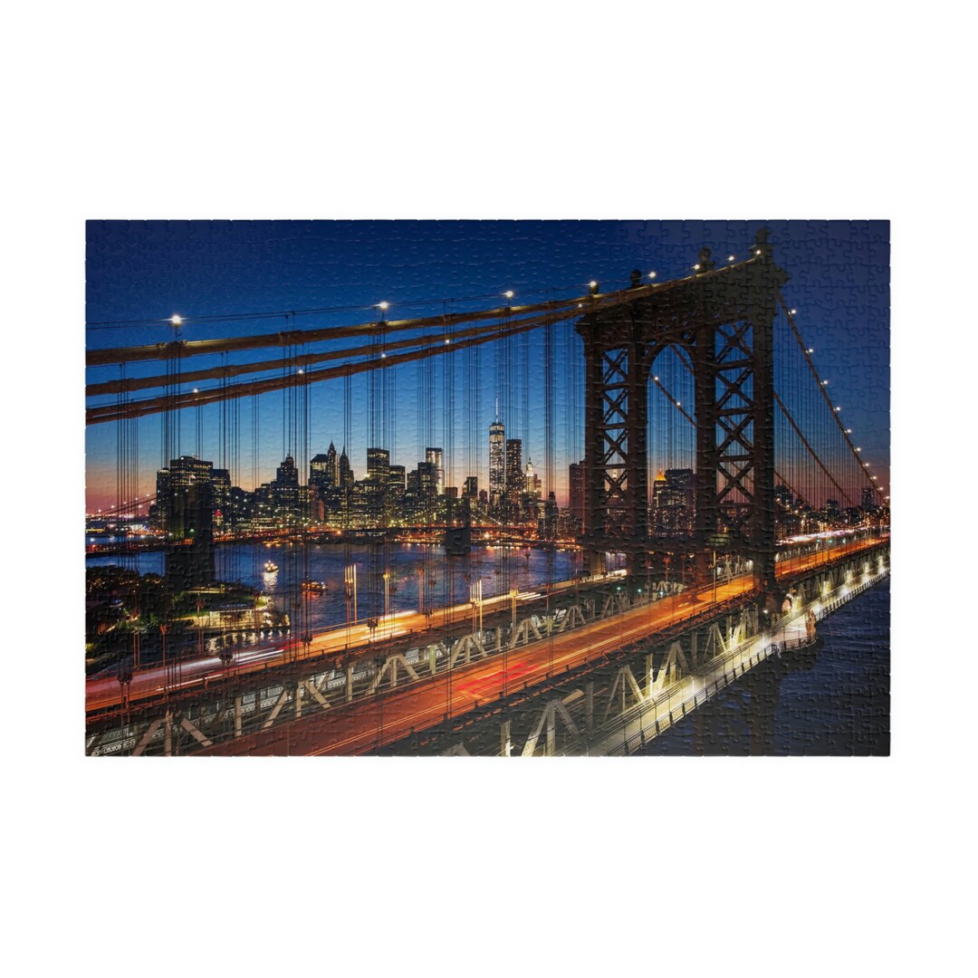 New York City Sunset Over Manhattan Brooklyn Bridge Jigsaw Puzzle 110 ...