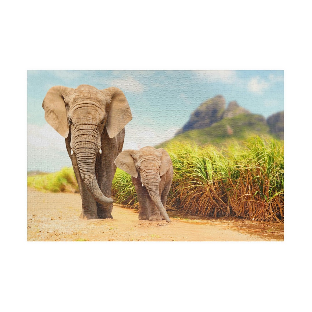 African Bush Elephants on A Wildlife Preserve Puzzle (110, 252
