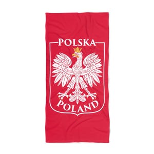 Polska Polish Eagle Vintage Distressed Poland Coat Of Arms Beach Towel