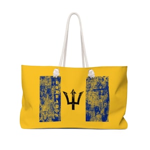 Barbados Flag Bajan Heritage Distressed Trident Weekender Bag