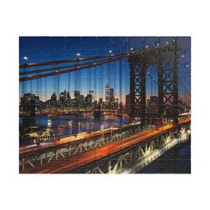 New York City Sunset Over Manhattan Brooklyn Bridge Jigsaw Puzzle (110 ...