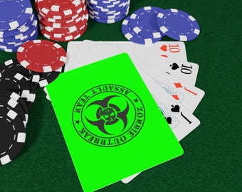 Zombie Outbreak Biohazard Logo Poker Playing Cards | Neon Back