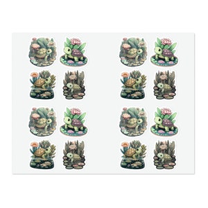 Cute Pond Turtle Pastel Cartoon Sticker Sheets
