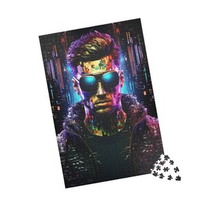 Cyberpunk Visionary Jigsaw Puzzle - Digital Art Portrait (110, 252, 520, 1014-piece)