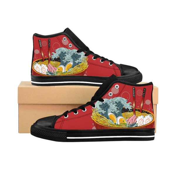 Ramen Tsunami Warnung: Leckere Schüssel Tidal Wave Noodles High-top Sneakers