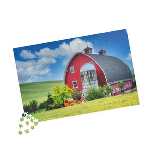 Fancy Red Barn in Eastern Washington Farm Country Jigsaw Puzzle (110, 252, 520, 1014-piece)