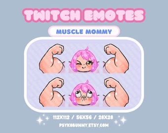 Cute Funny Strong Girl Emotes - Twitch Discord Youtube / Girl / Chibi / Anime/ Muscle