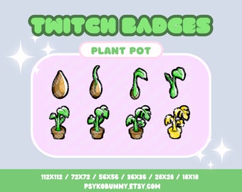 Kawaii Zimmerpflanze Sub/Bit Badges - Twitch Cute Green Gold