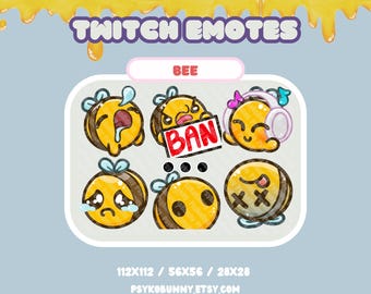 Funny Cute Bee Meme Emotes - Twitch, Discord, Cringe, Chat Stream, Digital Stickers, yellow, Chibi, Kawaii, Sadge, Bored, Ban, Ded,KO PACK 3