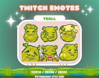 Cute Funny Ogre troll Emotes - Meme, Green Character, Twitch, Discord, Youtube, periodt, booty