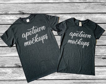 Download Couple Family Sibling Mock-up - Dark Heather Grey Blank ...