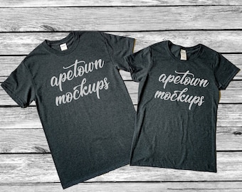 Download Couple Family Sibling Mock-up - Dark Heather Grey Blank ...