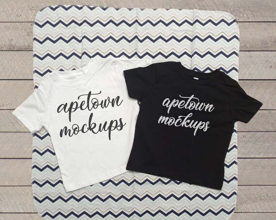 Download Free Toddler Shirt Mockup Flat Lay Black White T-Shirt ...