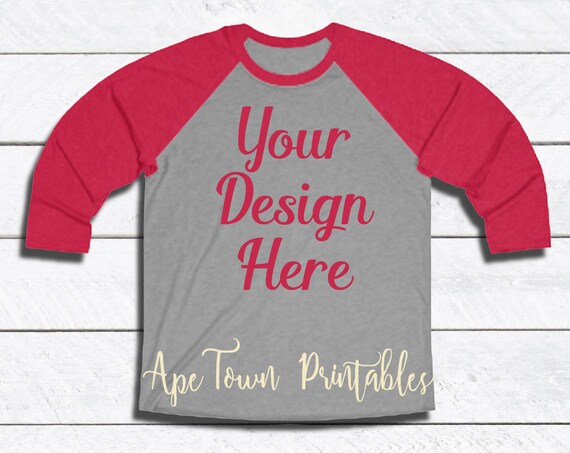 Download Free Digital Raglan Red Grey 3 4 Sleeve T-Shirt Flat Lay (PSD) - Free 784225+ Design PSD Mockup ...