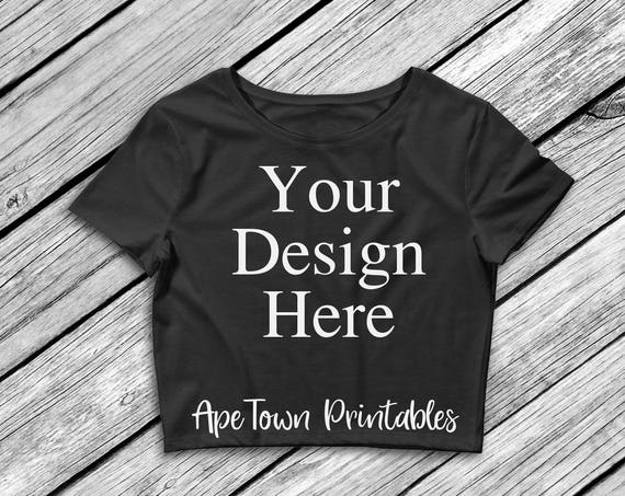 Download Free Blank Black Crop Top T-Shirt Flat Lay Mockup (PSD ...