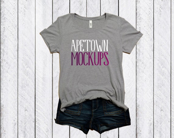 Download Free Next Level Short Sleeve Grey Gray T-Shirt Flat Lay ...