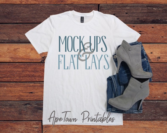 Blank White T-Shirt Flat Lay Mock Up Digital Blank White T-Shirt Flat Lay Mock Up Digital