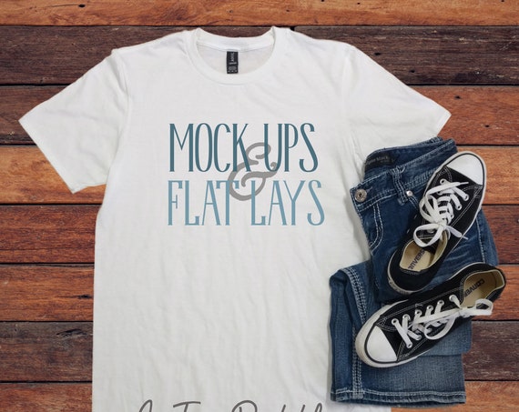 White T-Shirt Flatlay Mock Up Digital Mockup